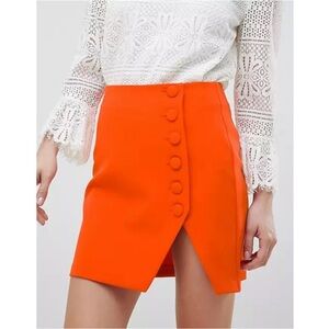 ASOS size 8 side split Orange Button-Front Skirt